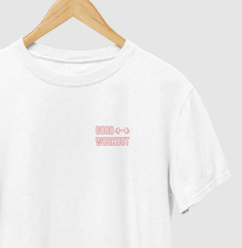 T-shirt Good Workout com Halter Logo Vermelha