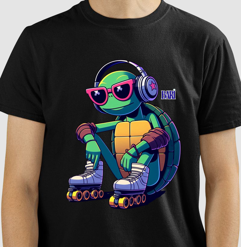 Camiseta Estampa Tartaruga de Patins