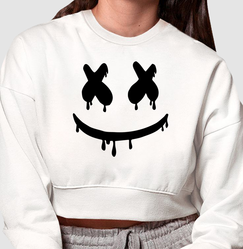 Cropped Moletom – Fake Smile (V. White)