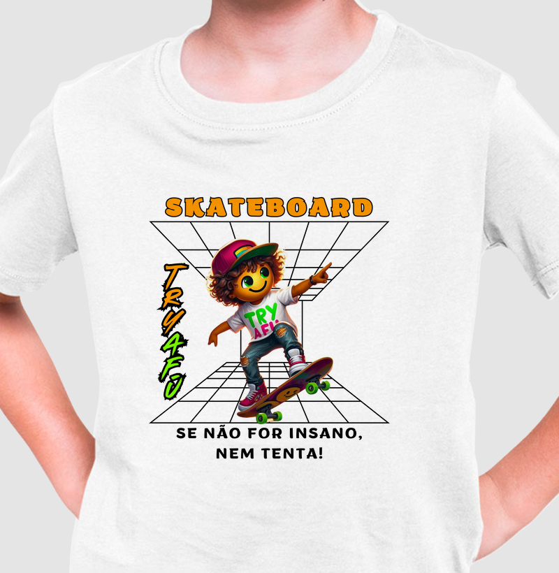 🔥🛹 Camiseta Infantil Try Afú – Para os Pequenos Skatistas com Grande Atitude! 🛹🔥