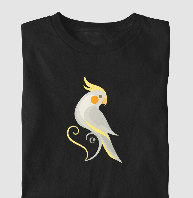 Camiseta - Calopsita Cinza em Movimento