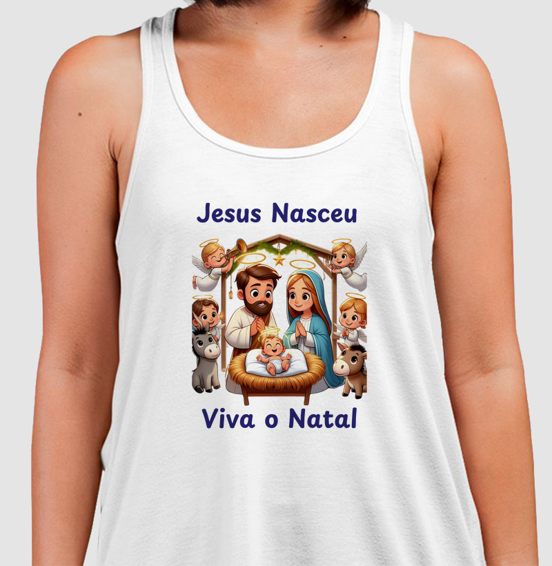 Camiseta Regata Natal Jesus Nasceu