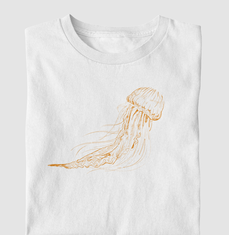 Yellow jellyfish sketch illustration
