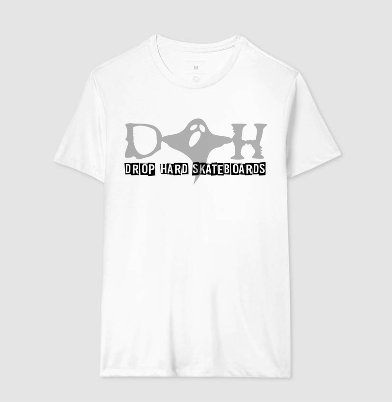 Camiseta basica drop hard skateboards escrita fantasma