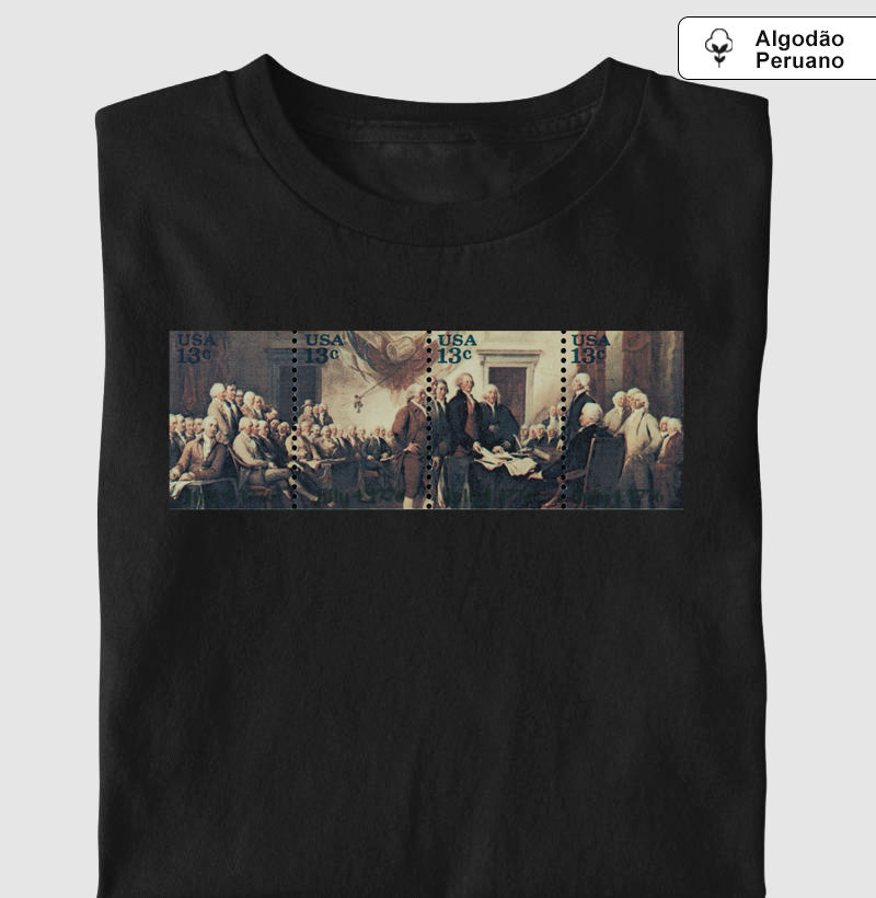 Camiseta Algodão Peruano Selos da Liberdade - 4 de Julho