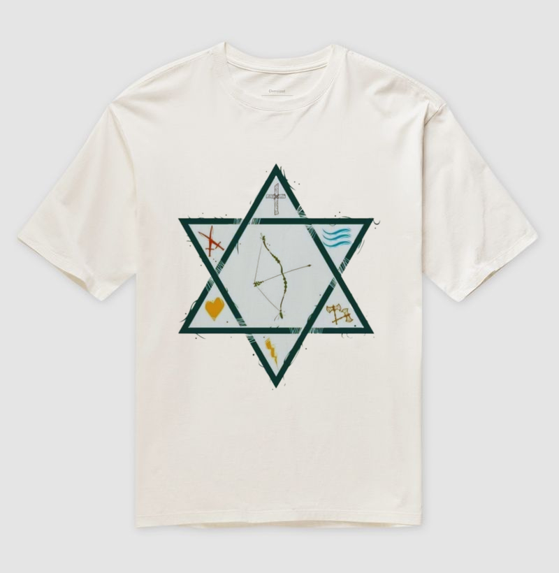 Camiseta Oversize Estrela das 7 Linhas da Umbanda 100% algodão