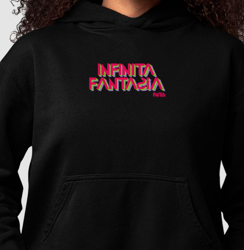 MOLETOM HOODIE SLIM "INFINITA FANTASIA" / LETTERING MÉDIO