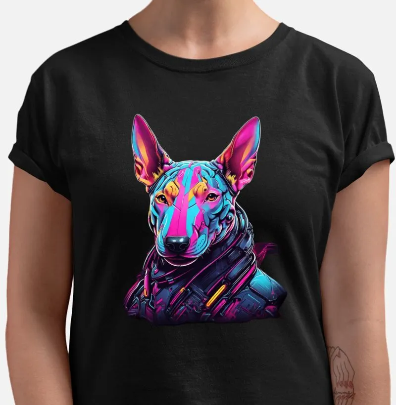 Camiseta BullTerrier estampa rosa e azul 