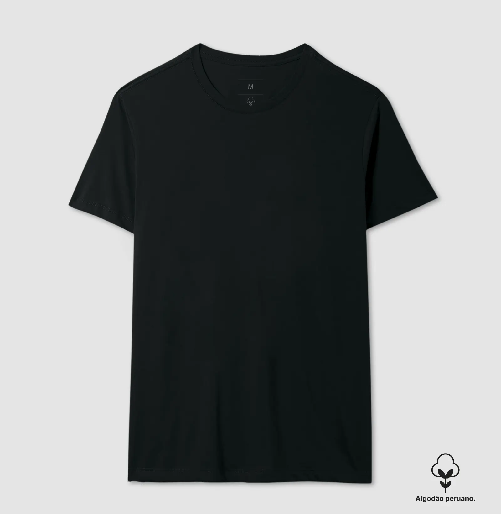 Camiseta lisa PREMIUM algodão peruano preta - CLÁSSICA 