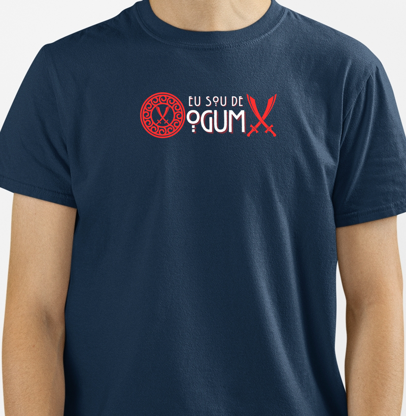  Camiseta Sou de Ogum Sombreada Azul Marinho Masc.