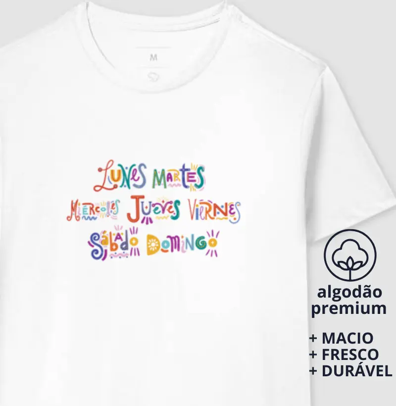 Camiseta Dias da Semana em Espanhol