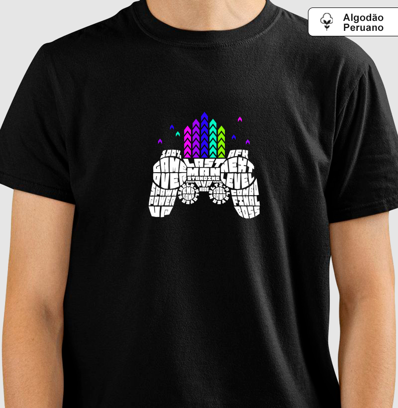 Camiseta “Controle Gamer” em Algodão Peruano