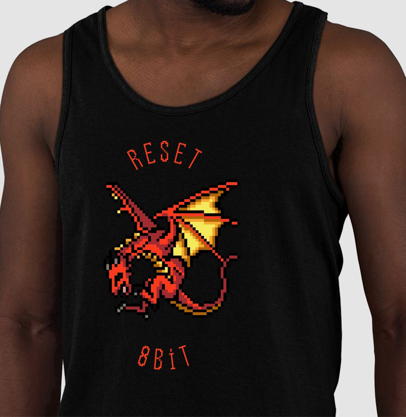 Camiseta Regata Dragão Vermelho Reset8Bit
