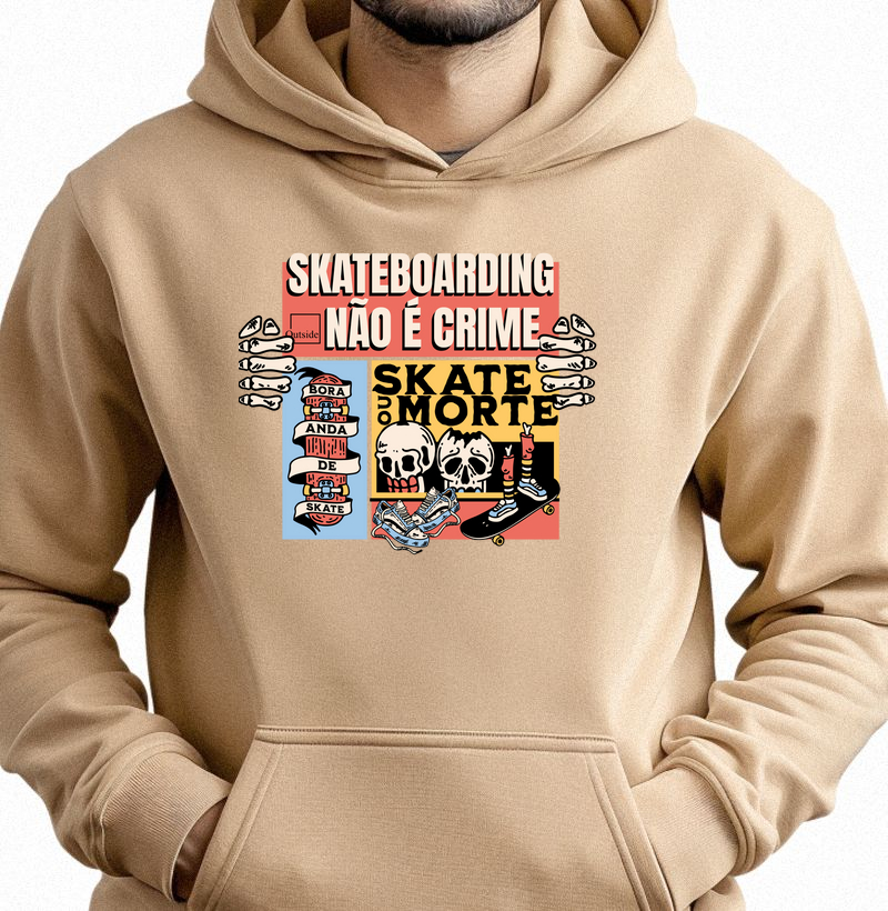 Moletom Canguru - SkateBoarding não e crime 