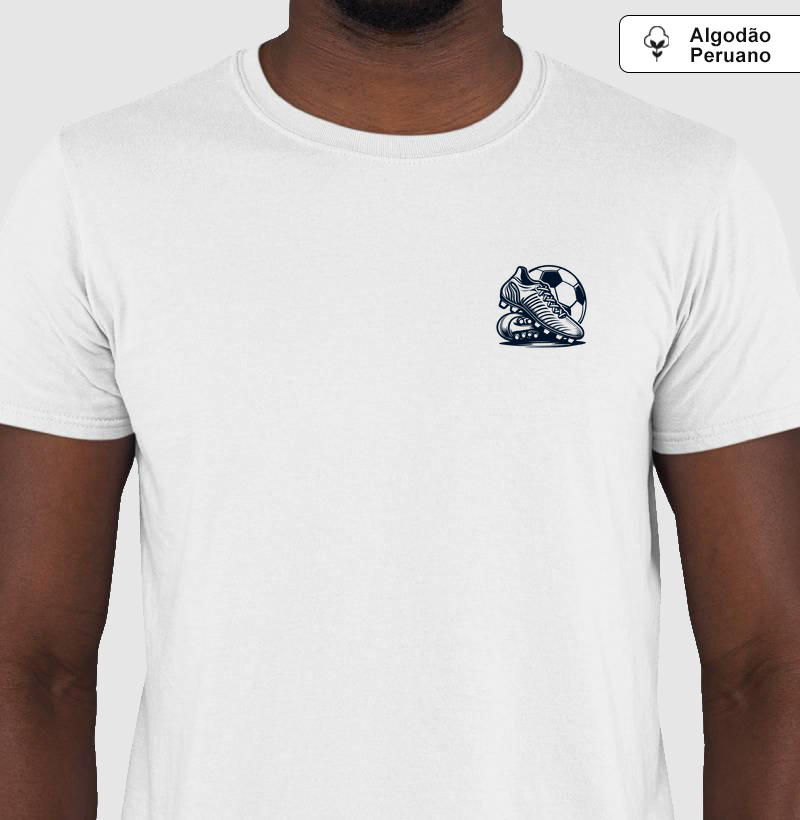 Camiseta Chuteira Retrô Bolso - Algodão Peruano - Branca