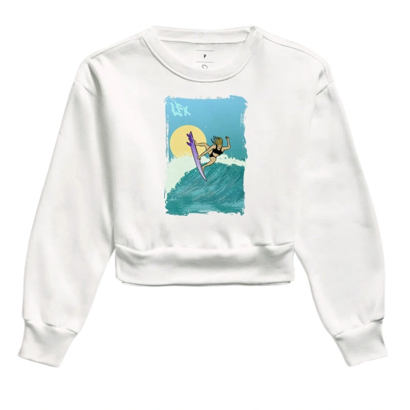 Moletom Cropped Mulher Surfista Manobra Aéreo V01