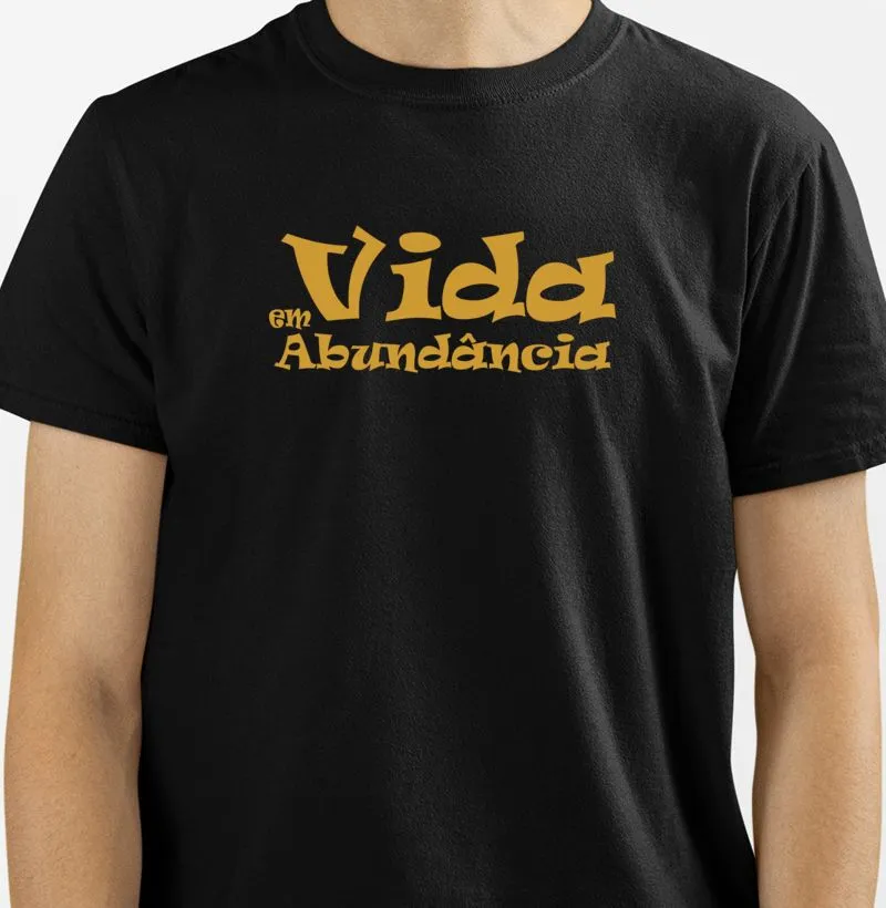 Camiseta Premium Vida em abundância ouro algodão peruano