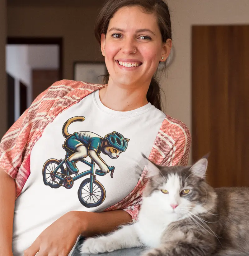 Gato Ciclista | Camiseta de Malha Pet Atleta | Estampa Ciclismo | Moda Esportiva e Divertida