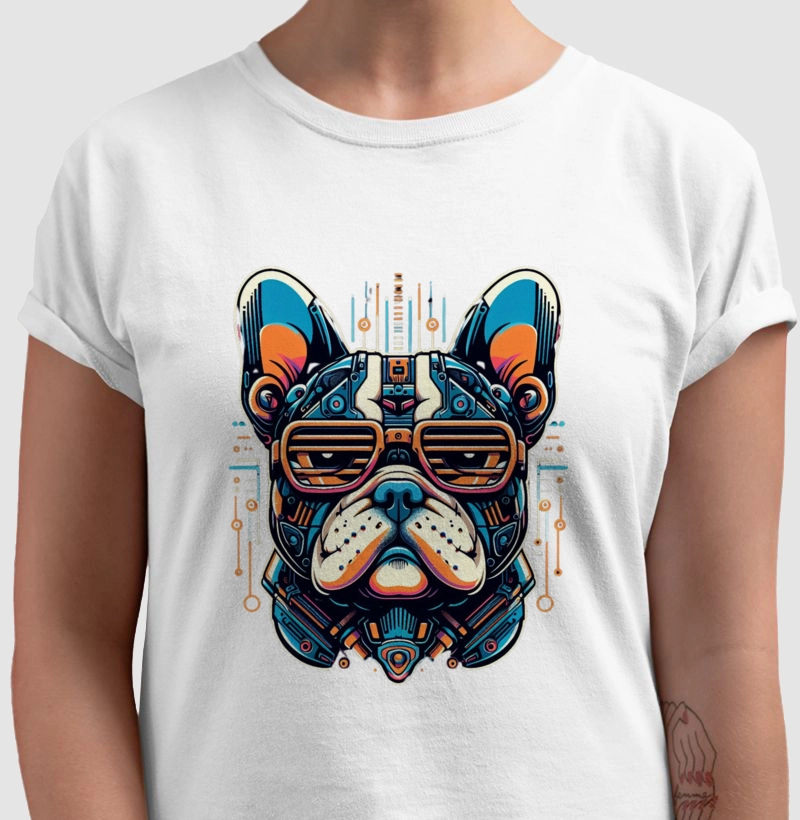 Camiseta Bulldog Francês estilo cyberpunk!