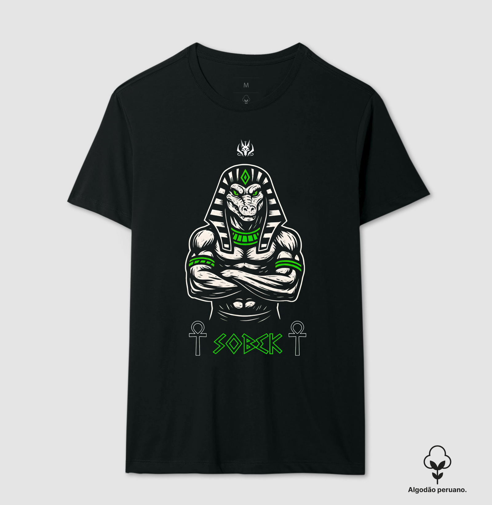 Camiseta Algodão Peruano - Sobek (Arte Linocut)