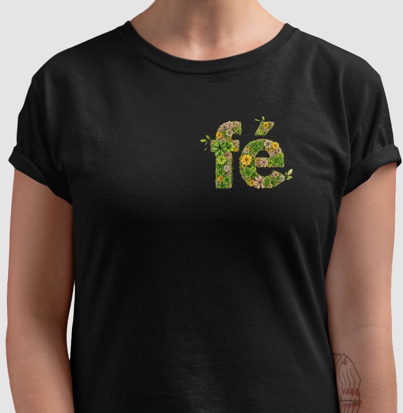 FÉ - Flores preta bolso