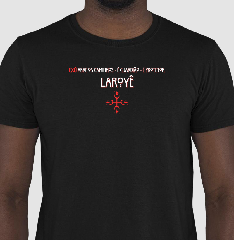 Camiseta Exú Abre os caminhos Sombreada Preta Masc.