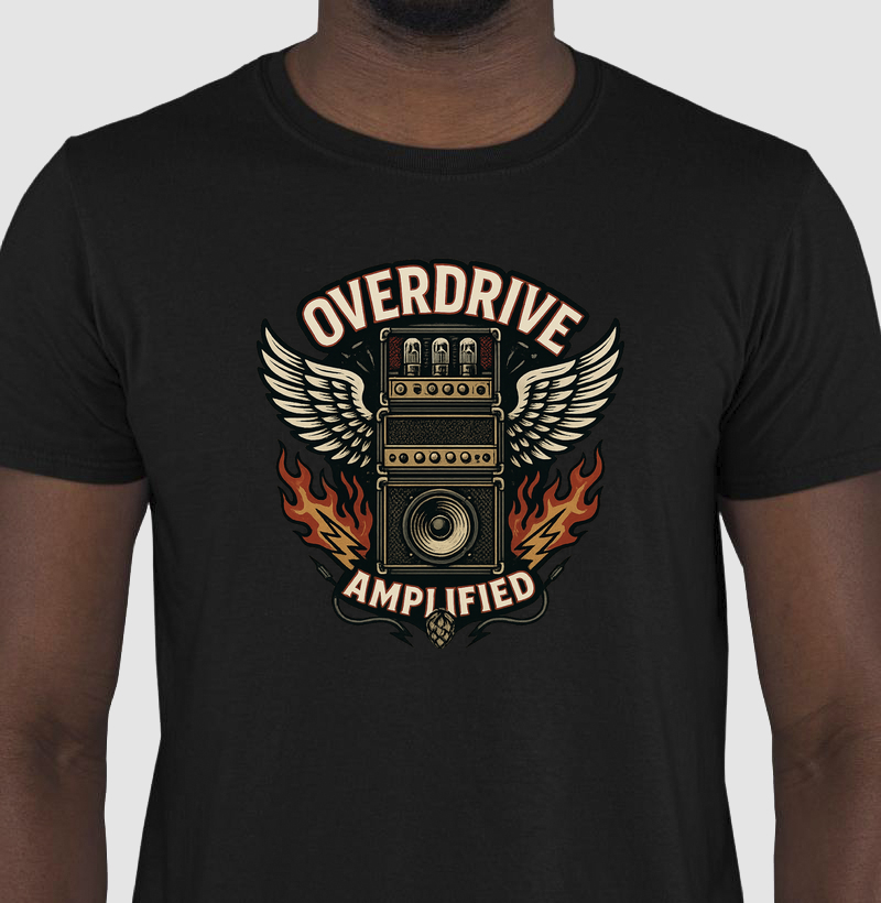 camiseta-rock-overdrive-amplified-amplificador