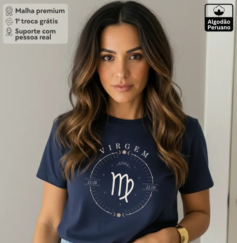 Camiseta Zodíaco Virgem - Algodão Peruano