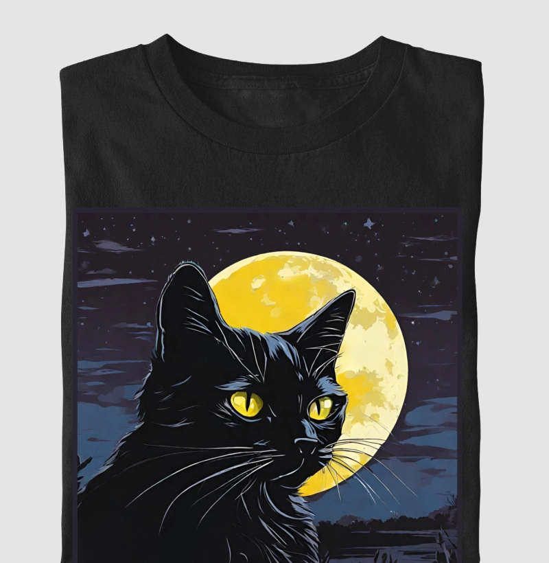 Camiseta Personaliza Reserva Ink - Gato na Lua Amarela