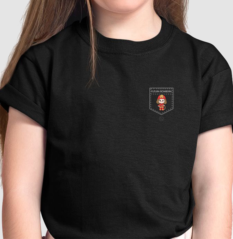 Camiseta Infantil Bolso Futura Bombeira