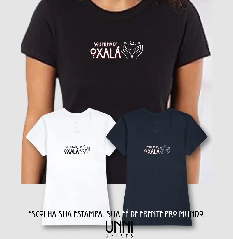 Camiseta Filha de Oxalá Sombreada Preta Feminina