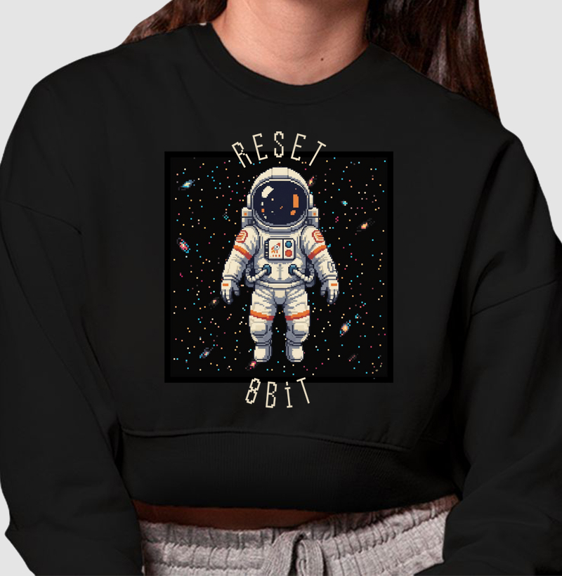 Cropped Moletom Astronauta Reset8Bit