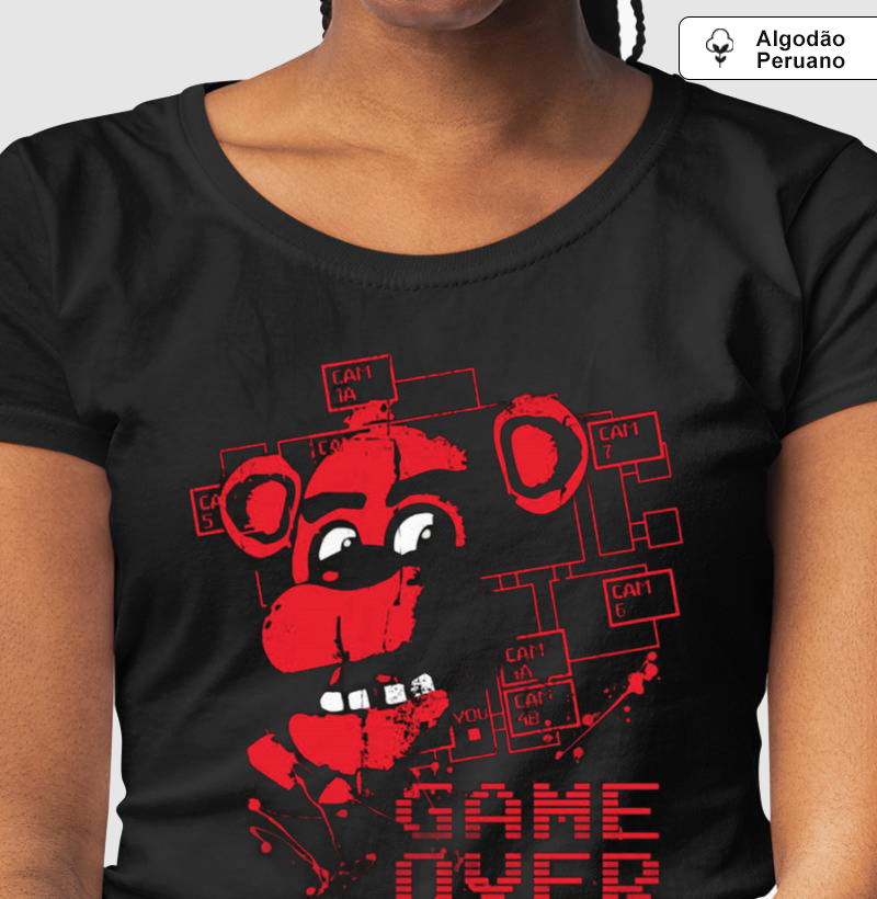 Camiseta Algodão Peruano GAME OVER 5NAF - Visual