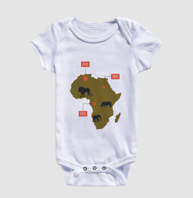 Body Infantil Animalis Regiões 100% Algodão