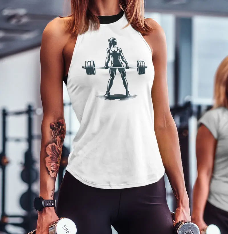 Silhueta de levantadora de peso | Força minimalista | Camiseta com design de fitness limpo