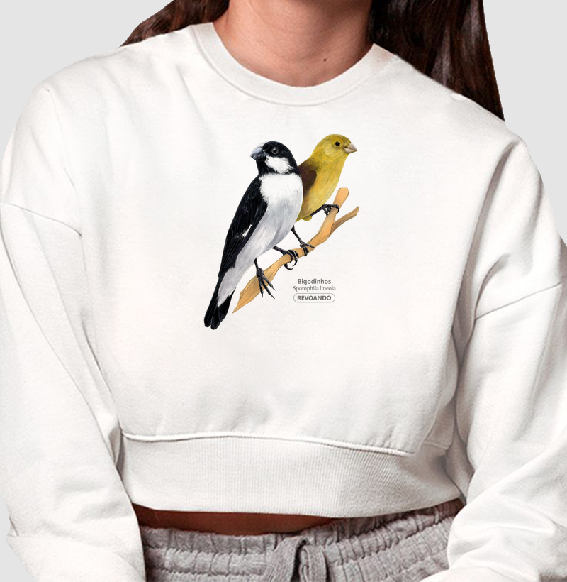 Aves do Brasil - Casal de Bigodinhos - Moletom Cropped