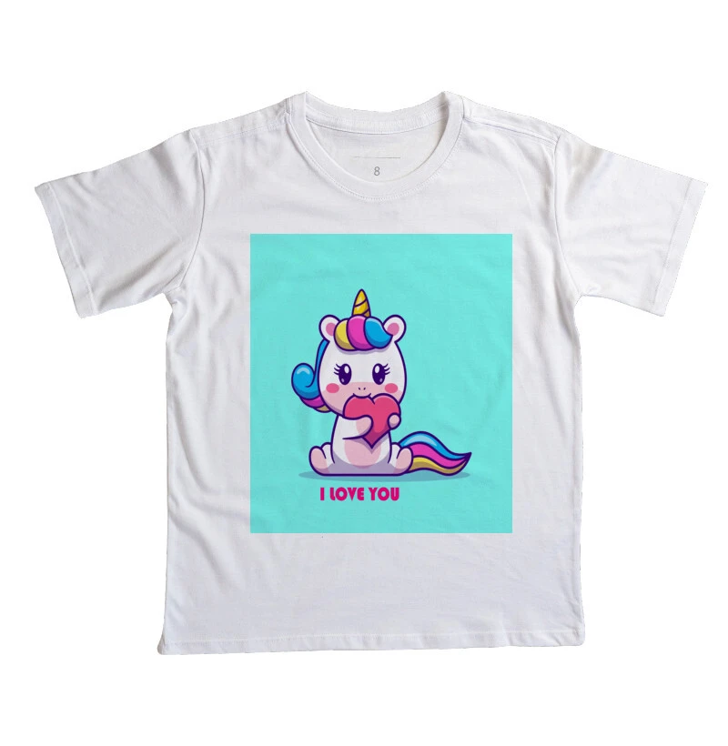 camiseta infantil unicórnio love 