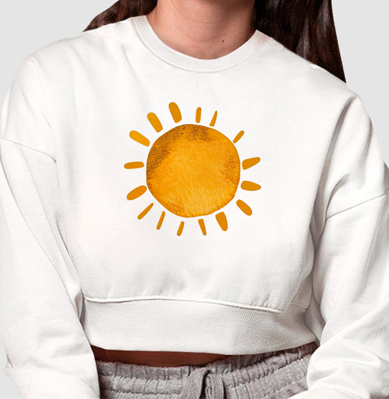 Sol: Moletom Cropped - Espalhe Luz e Alegria