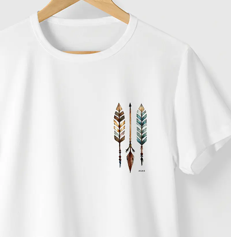 Camiseta SETAS ÉTNICAS - BRANCA - (100% Algodão)