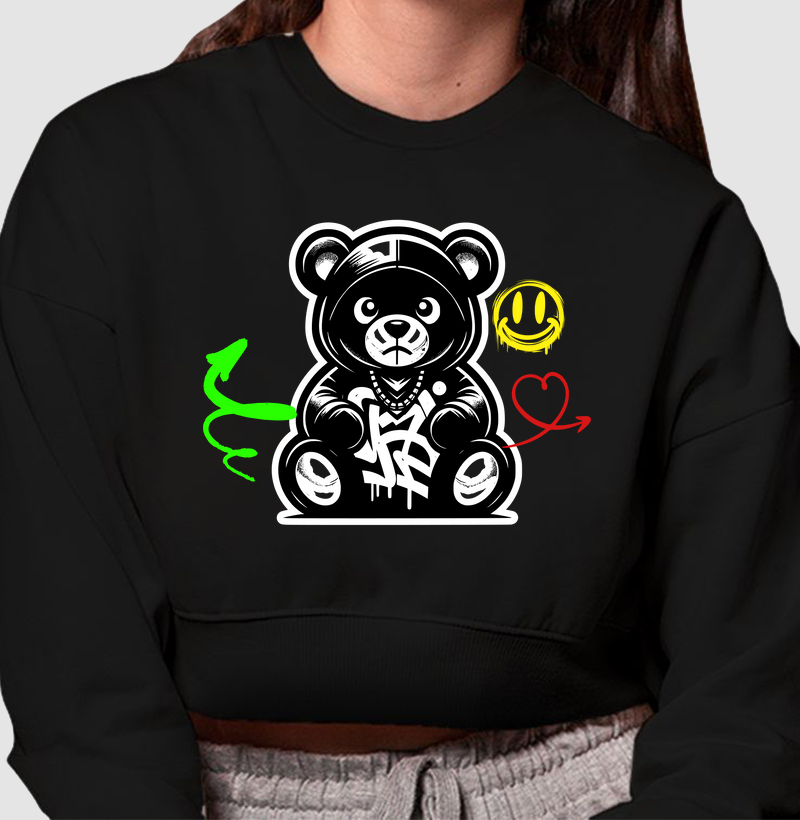 Ursinho Rebelde: Moletom Cropped - Atitude e Estilo em Cada Detalhe