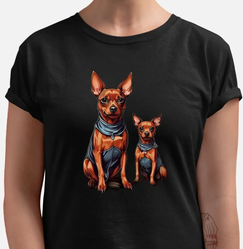 Camiseta Pinscher com roupinha azul