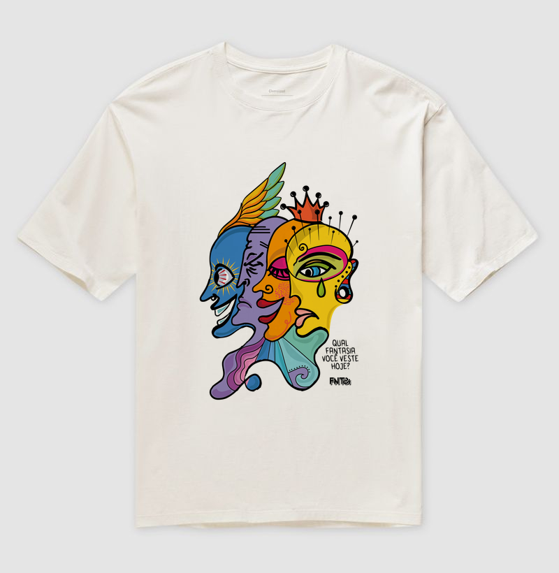 T-SHIRT OVERSIZED "DIA" / MÁSCARAS - ESTAMPA GRANDE 