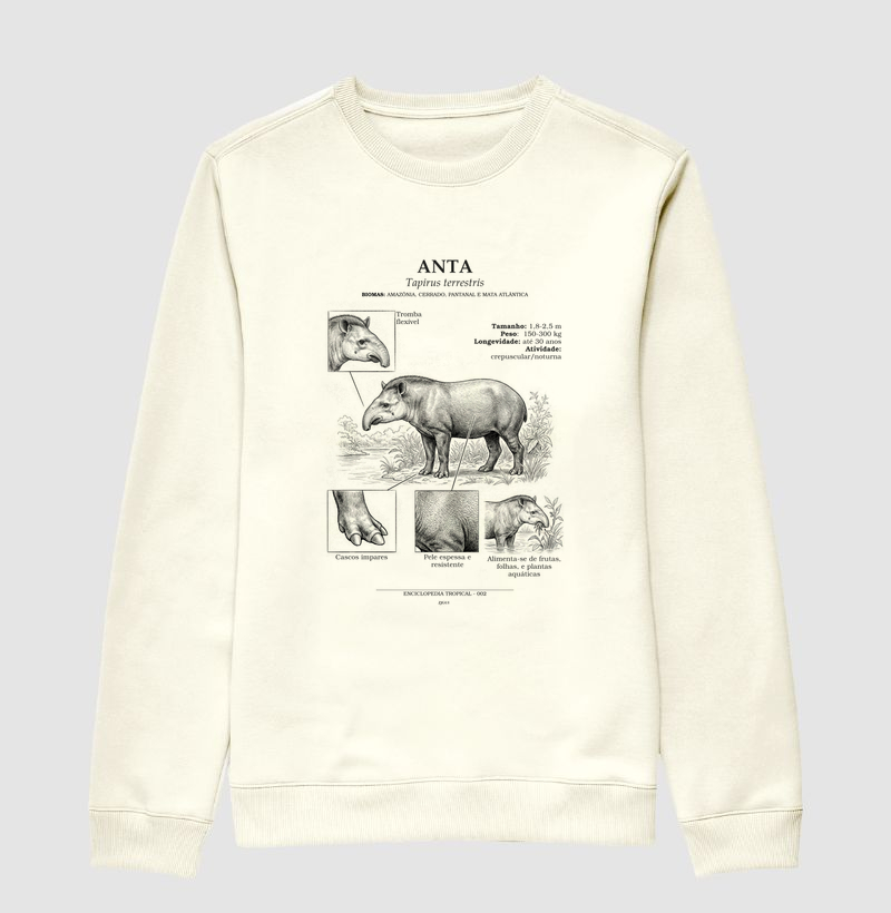 Suéter Moletom Anta Brasileira Vintage | Coleção Enciclopédia Tropical