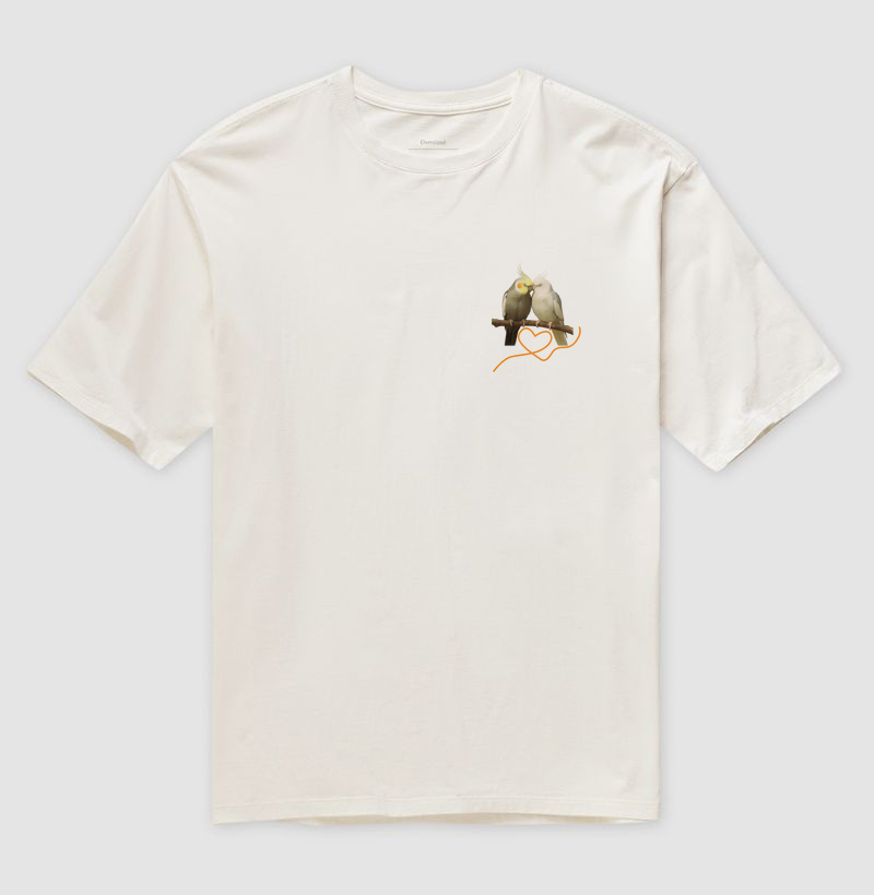 Camiseta Oversized - Apaixonados Calopsitas
