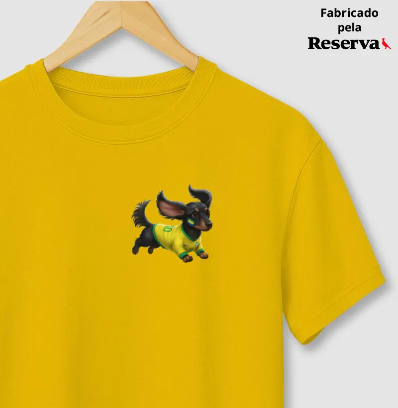 Dachshund ou Salsichinha Pelo Longo Preto - Copa do Mundo