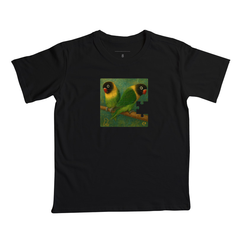 Camiseta Infantil - Quebra Cabeça Agapornis