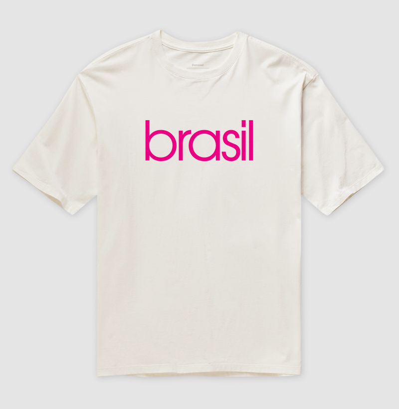 Camiseta Oversized Brasil Estampa Rosa
