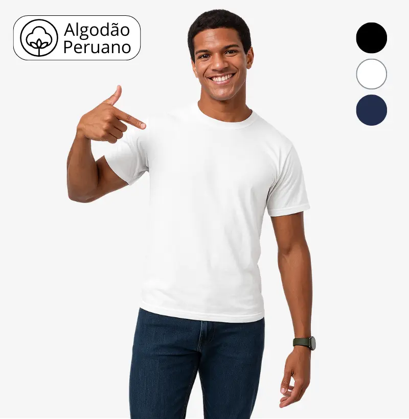 CAMISETA BÁSICA LISA - ALGODÃO PERUANO